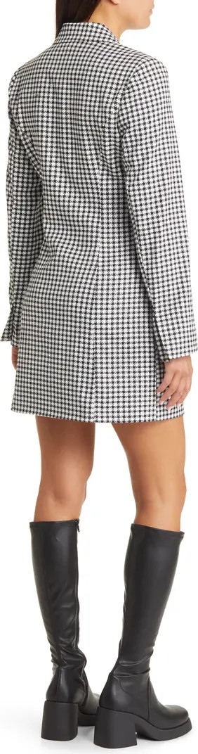 Double Breasted Houndstooth Check Long Sleeve Blazer Dress | Nordstrom