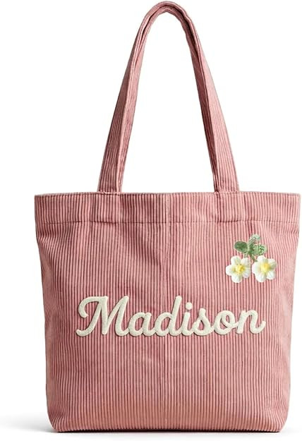 Personalized Embroidered Corduroy Tote Bag for Women, Custom Name/Monogram Preppy Shoulder Purse,... | Amazon (US)