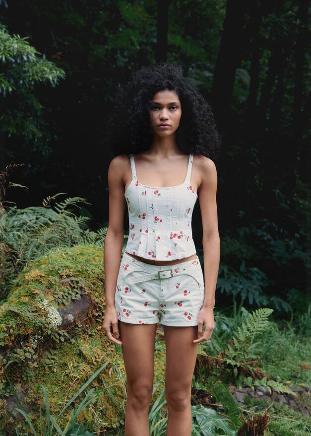 Embroidered corset top -  Women | Mango United Kingdom | MANGO (UK)