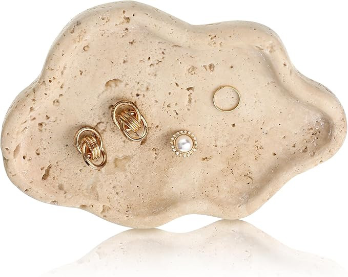 Natural Travertine Tray Cloud Shape Jewelry Dish 7.6 x 5.31 x 0.59 Inches Stone Catch All Trays M... | Amazon (US)