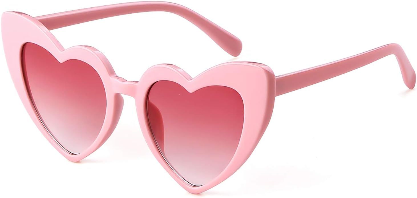 Heart Sunglasses Clout Goggles Vintage Women Cat Eye Retro Mod Style Oversized Sun Glasses | Amazon (US)