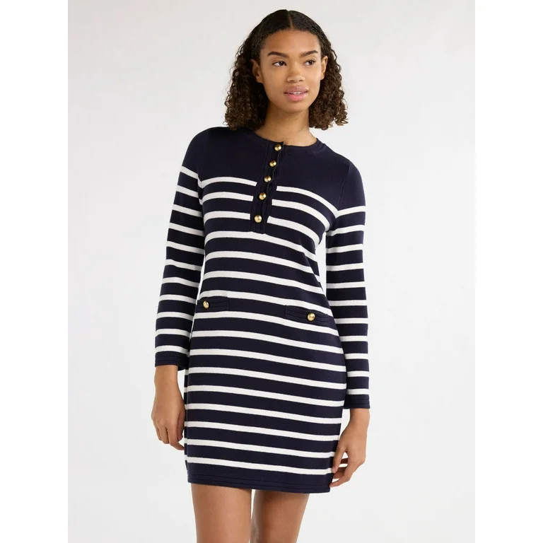 Free Assembly Women’s Henley Mini Sweater Dress, Sizes XS-3XL | Walmart (US)