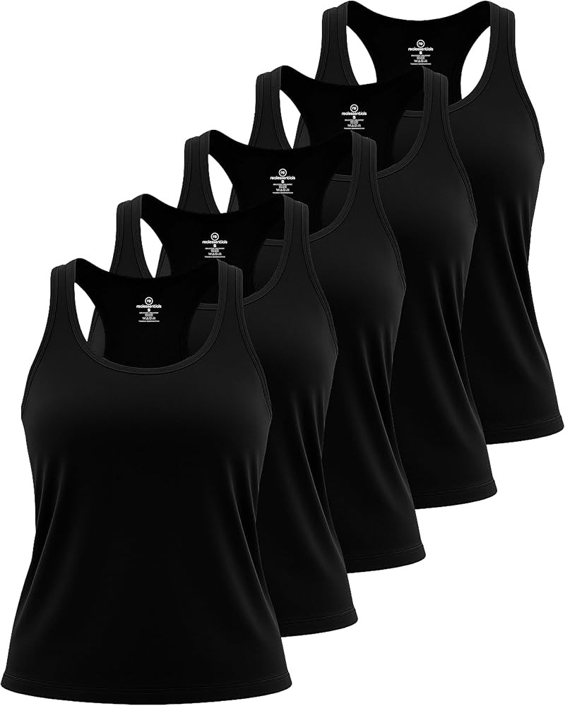 Real Essentials 5 Pack: Women's Racerback Tank Top Dry-Fit Athletic Performance Yoga Activewear (... | Amazon (US)