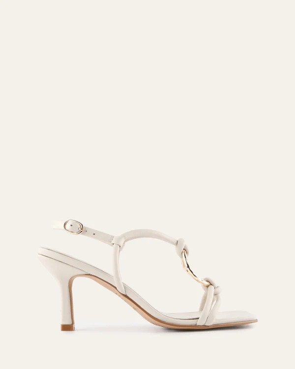 KNIGHT MID HEEL SANDALS OFF WHITE LEATHER | Jo Mercer (AU)