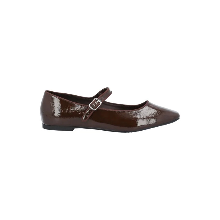 Time and Tru Women's Faux Leather Mary Jane Flats, Wide Width Available | Walmart (US)