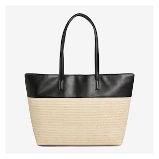 Straw and Faux Leather Tote | Joe Fresh (North America)
