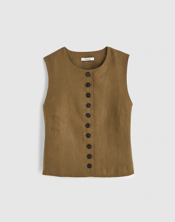 Button-Front Shell Top in 100% Linen | Madewell