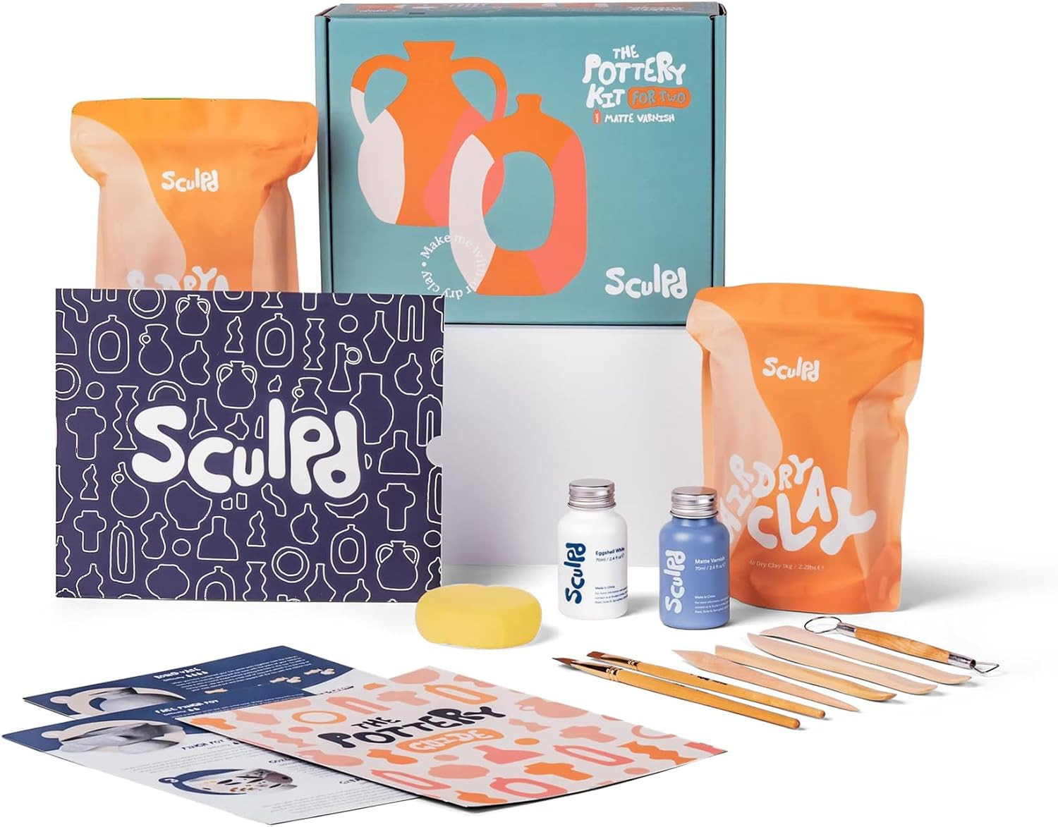 Sculpd Pottery Kit, Air Dry Clay Kit for Adults & Beginners with Tools | Amazon (US)