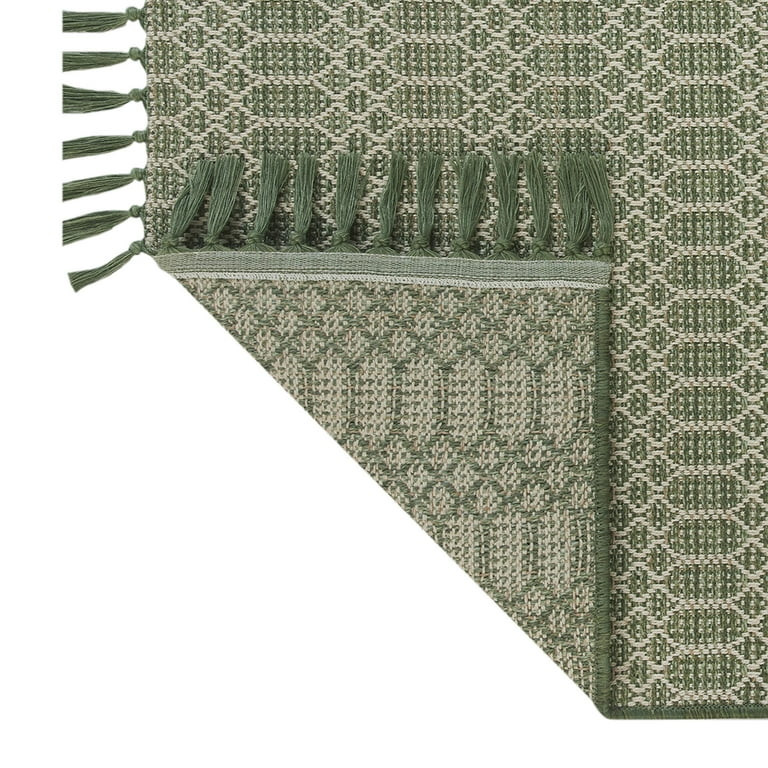 Better Homes & Gardens 5\u2019x7\u2019 Green Tassel Outdoor Rug | Walmart (US)