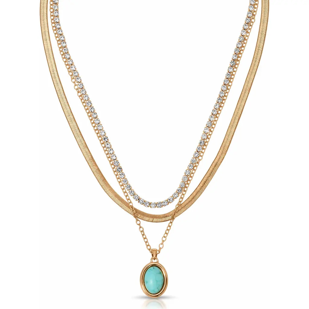 Ettika Crystal Halo Multistrand Necklace in Turquoise/gold at Nordstrom | Nordstrom