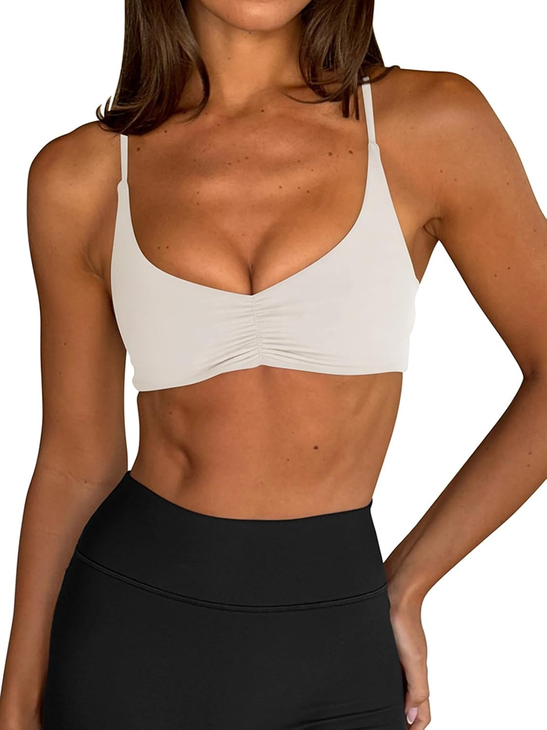 LASLULU Womens Sexy Sports Bra Padded Strappy Back Gym Bra Adjustable | Amazon (US)
