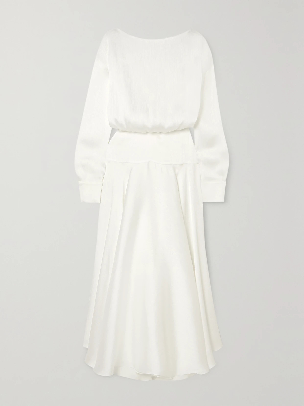 Galvan - Majorelle Plissé-satin Midi Dress - White | NET-A-PORTER (UK & EU)