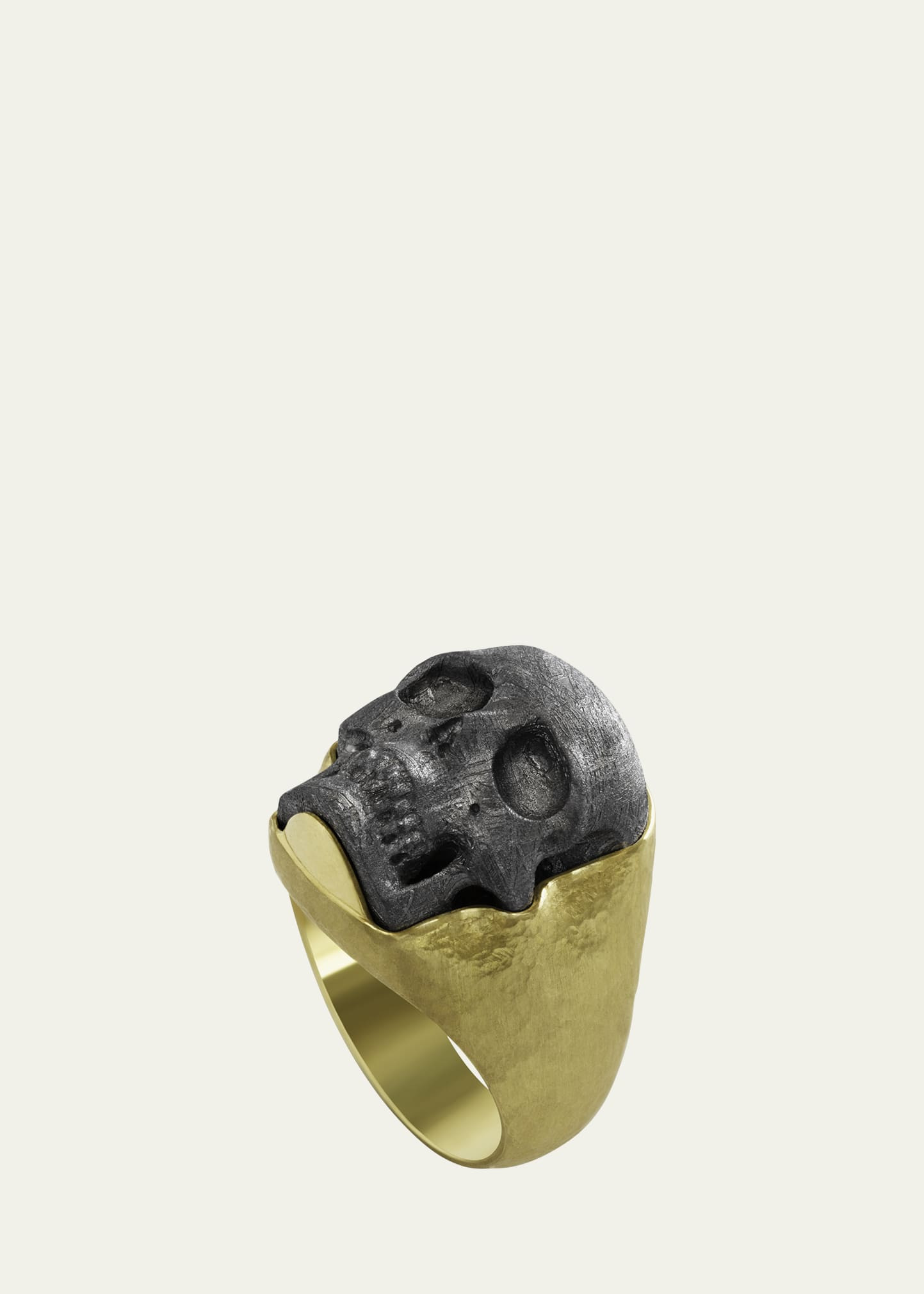 Jorge Adeler Men's 14K Gold Muonionalusta Meteorite Skull Ring | Bergdorf Goodman