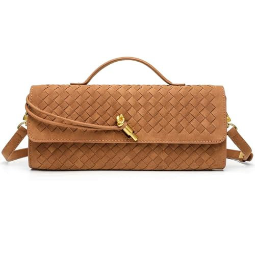 Aligoo Suede Woven Purse for Women Evening Clutch Purse Woven Shoudler Bag Crossbody Satchel with Metal Buckle 2025 | Amazon (US)