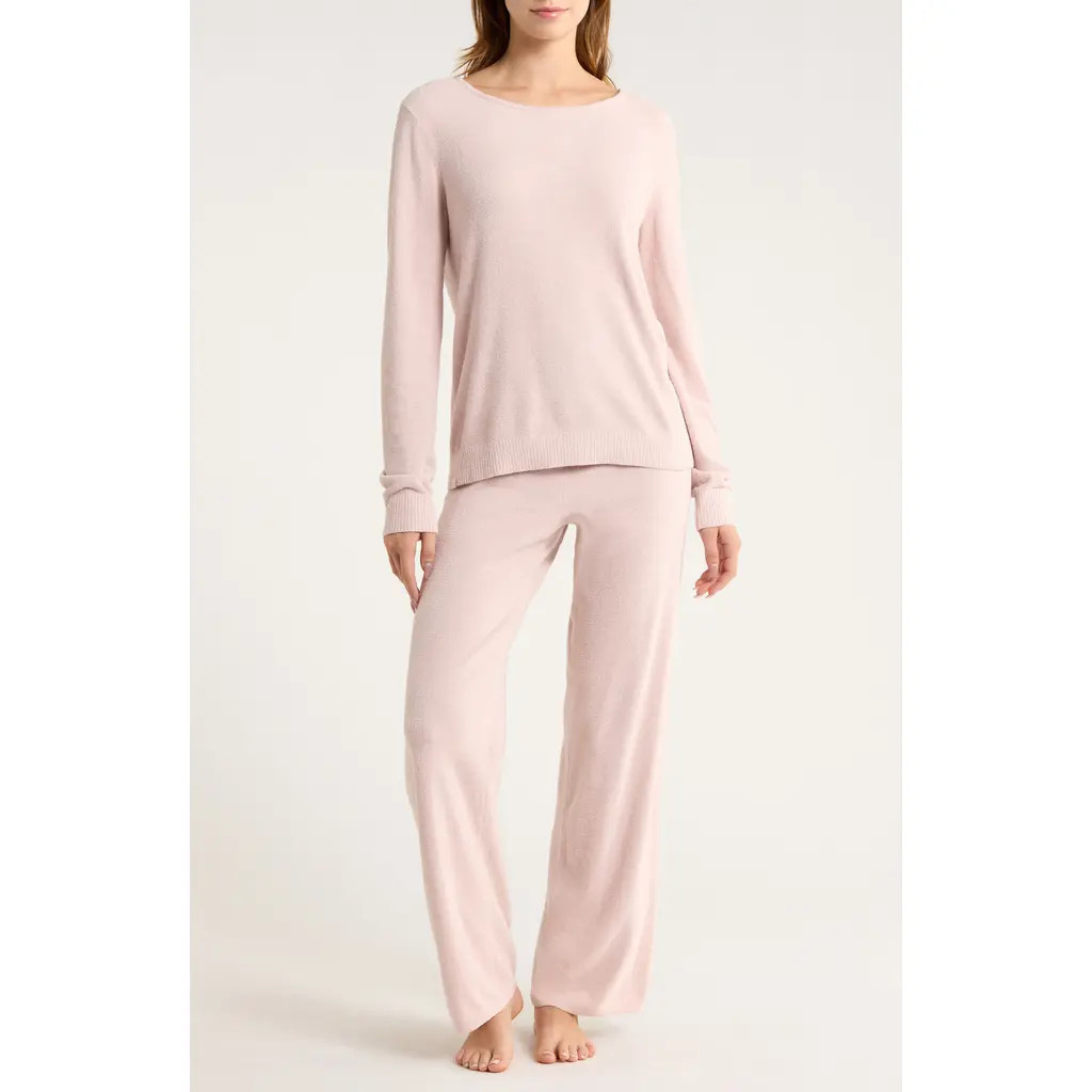 barefoot dreams CozyChic® Ultra Lite® Boat Neck Pajamas in Barely Pink at Nordstrom, Size X-Large | Nordstrom