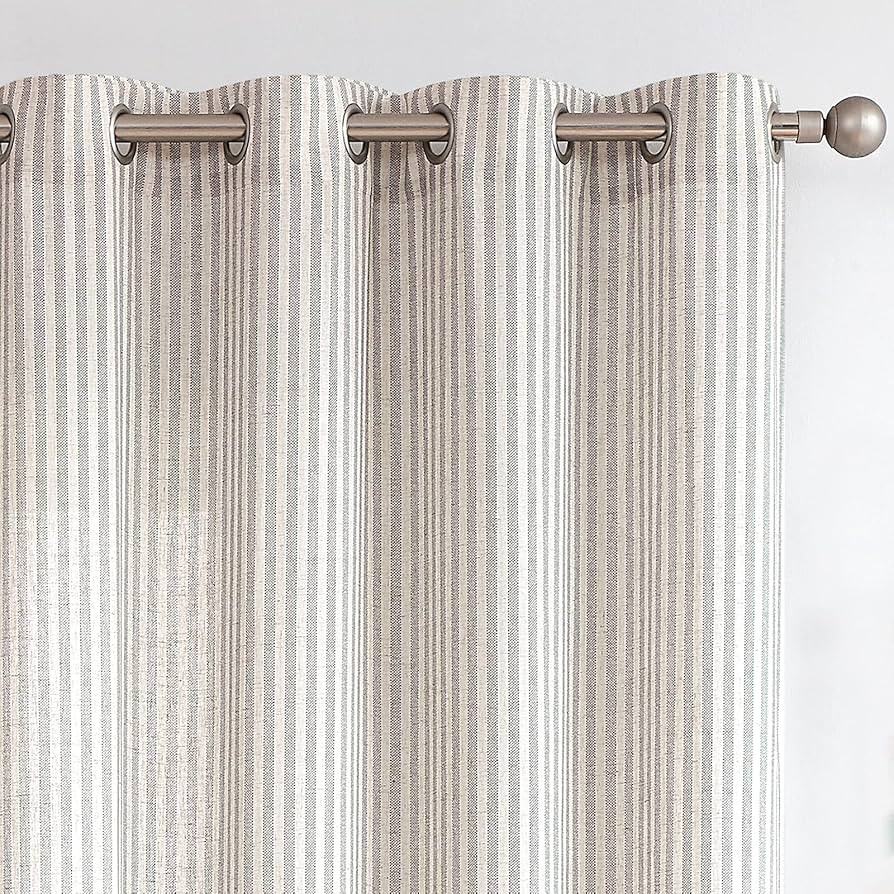 COLLACT Gray Striped Linen Curtains 96 Inch Length for Living Room/Bedroom Farmhouse Pinstripe Pa... | Amazon (US)