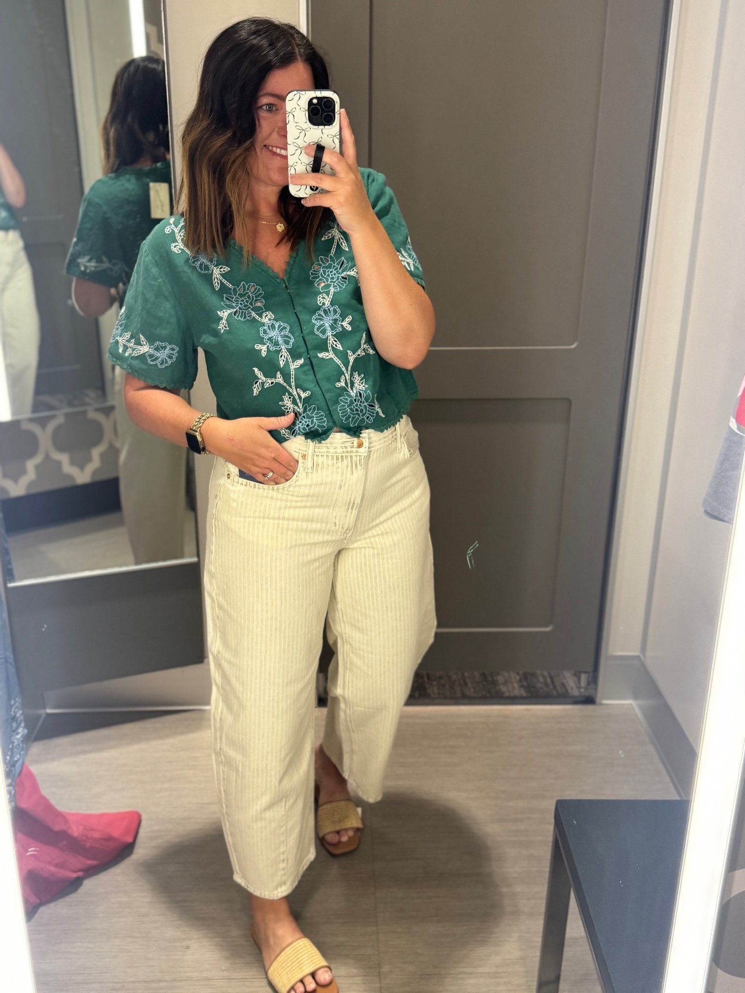 This embroidered top is so gorgeous and selling FAST! I paired it with these cute barrel jeans, they’ve got a faint pinstripe, they’re so comfy and can be styled with so many tops! Both are on sale for target circle week! 