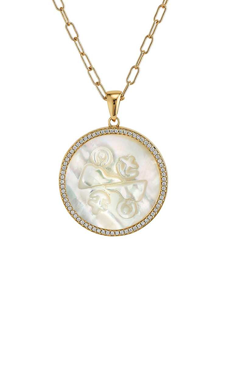 Gemini 18K Yellow Gold Mother of Pearl, Diamond Necklace | Moda Operandi (Global)