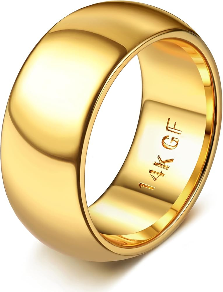 Florideco 14K Gold Filled Unisex Thumb Ring, Gold Band, Stackable Ring, Wedding Band, Size 8 | Amazon (US)