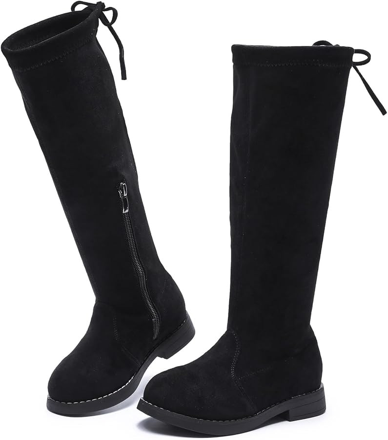 DADAWEN Girls Suede Leather Knee High Boots Fashion Side Zipper Winter Tall Riding Boots for Todd... | Amazon (US)