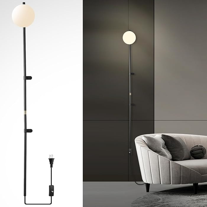 Modern Plug in Wall Sconce Globe Shade Indoor Wall Light, LED Wall Mounted Lamp with Plug in Swit... | Amazon (US)