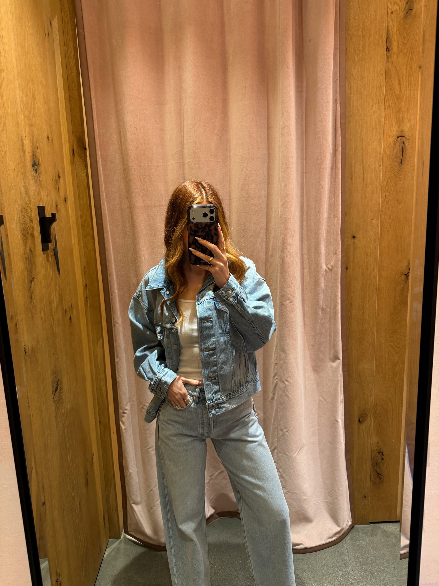 Aritzia denim jeans, denim jacket, white tank 

#LTKootd #LTKgrwm