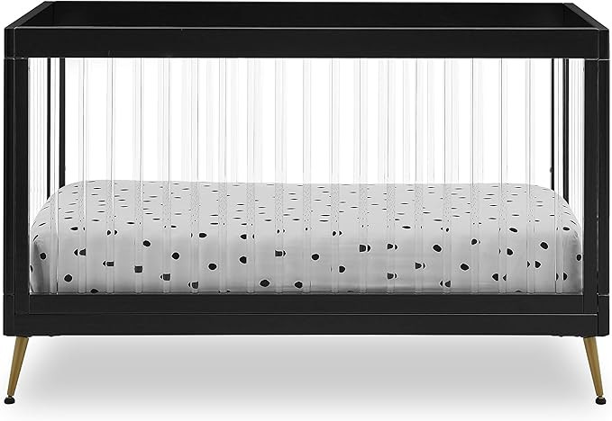 Delta Children Sloane 4-in-1 Acrylic Convertible Crib - includes Conversion Rails, Black w/Melted... | Amazon (US)