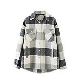 Women's Girl Plaid Button Down Long Sleeve Shacket Jacket Coat Warm Shirt Blouse Casual Outwear with | Amazon (US)