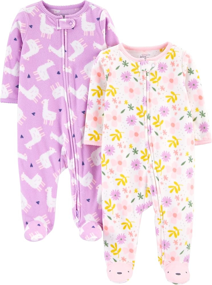 Simple Joys by Carter's baby-girls Cotton and Fleece Footed Sleep and Play, Pack of 2 | Amazon (US)