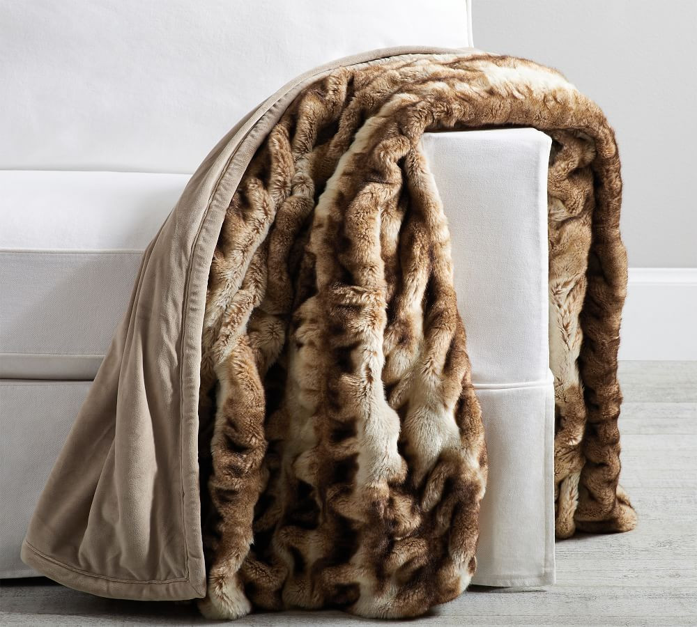 Faux Fur Ruched Throws | Pottery Barn (US)