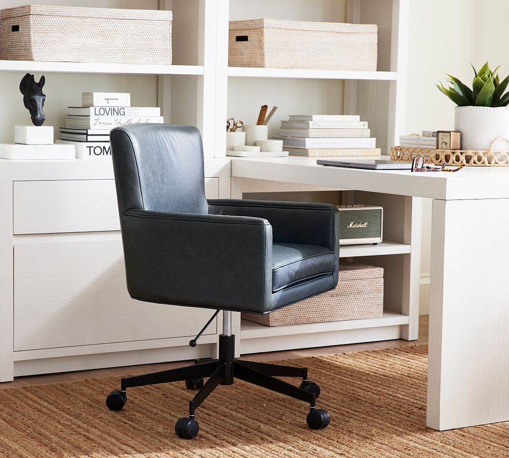 Irving Leather Swivel Desk Chair | Pottery Barn (US)