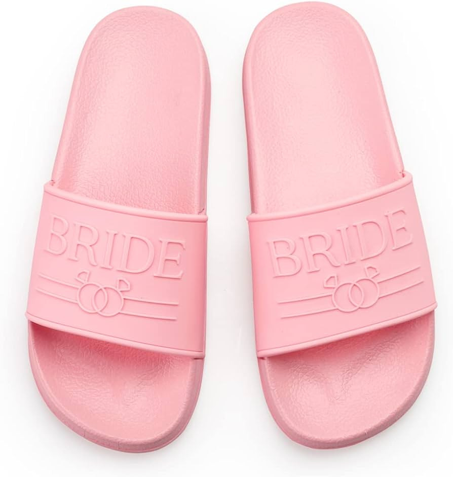 xo, Fetti Bride Sandals, Pink Rubber Slides, Md | Bachelorette Party Decorations Shoes, Pool Beac... | Amazon (US)