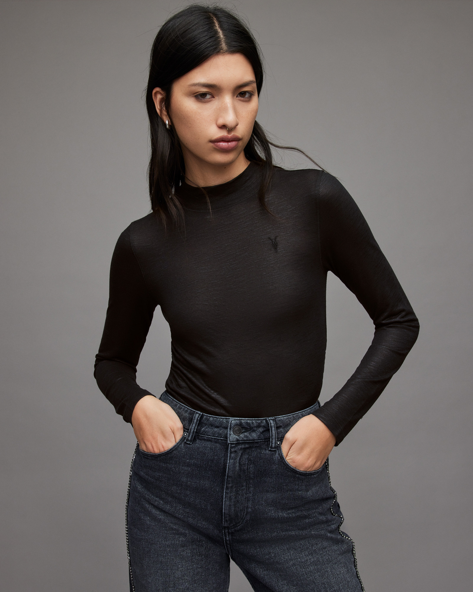 Francesco Rina Roll Neck T-Shirt | AllSaints US