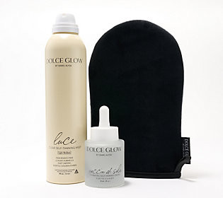 Dolce Glow Luce Clear Tanning Mist & TanningDrops w/ Glove | QVC
