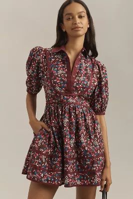 Maeve Puff-Sleeve Collared Mini Dress | Anthropologie (US)