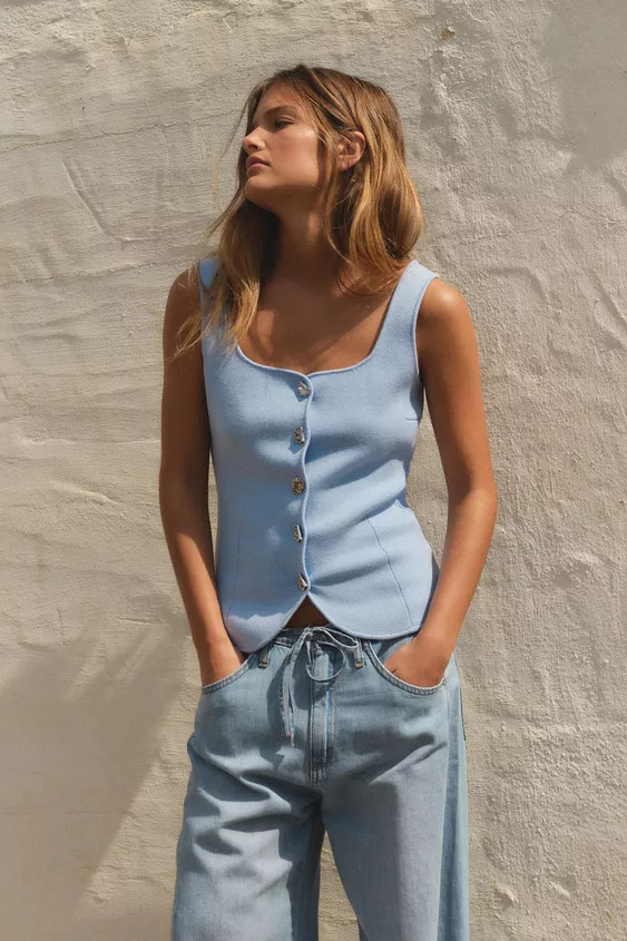 PLAIN KNIT CORSET TOP | Zara US