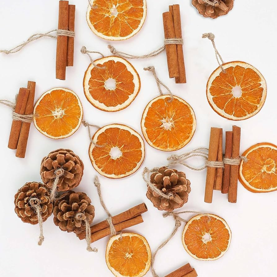 Christmas Decorations - 36Pcs Natural Orange Slices Cinnamon Pinecones Set with Jute Hangers - Un... | Amazon (US)