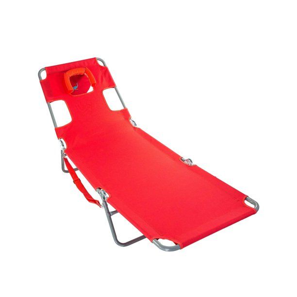 Ostrich Chaise Lounge Folding Portable Sunbathing Poolside Beach Chair, Red - Walmart.com | Walmart (US)