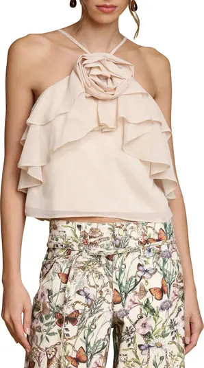 Rosette Ruffle Neck Halter Top | Nordstrom