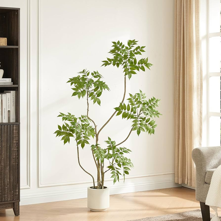 4FT Artificial Sumac Tree in White Pot, Real Touch Silk Faux Plant | Amazon (US)