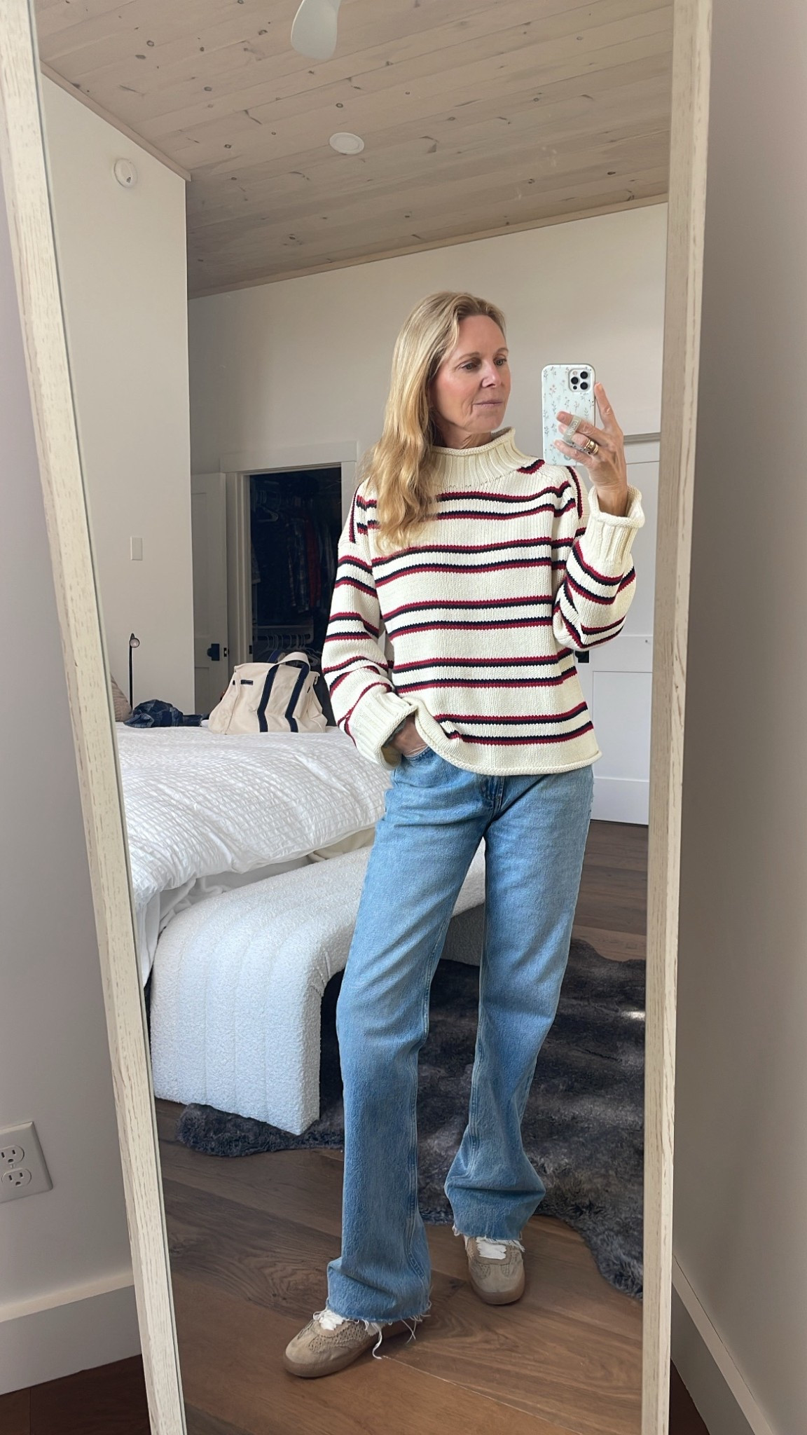 Jcrew rugby stripe roll neck 

#LTKSeasonal #LTKShoeCrush #LTKStyleTip