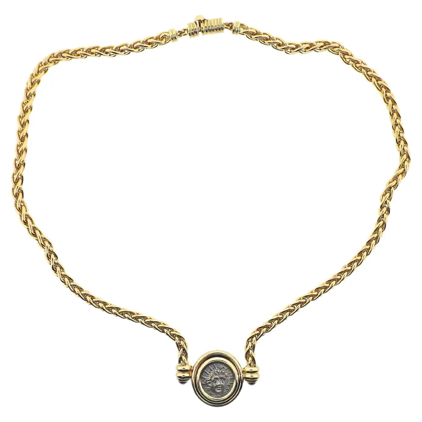 Bulgari Gold Ruby Ancient Coin Necklace | 1stDibs
