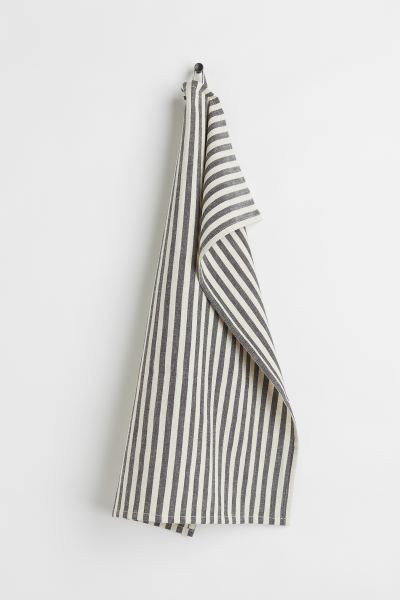 Striped Tea Towel - Dark gray/striped - Home All | H&M US | H&M (US + CA)
