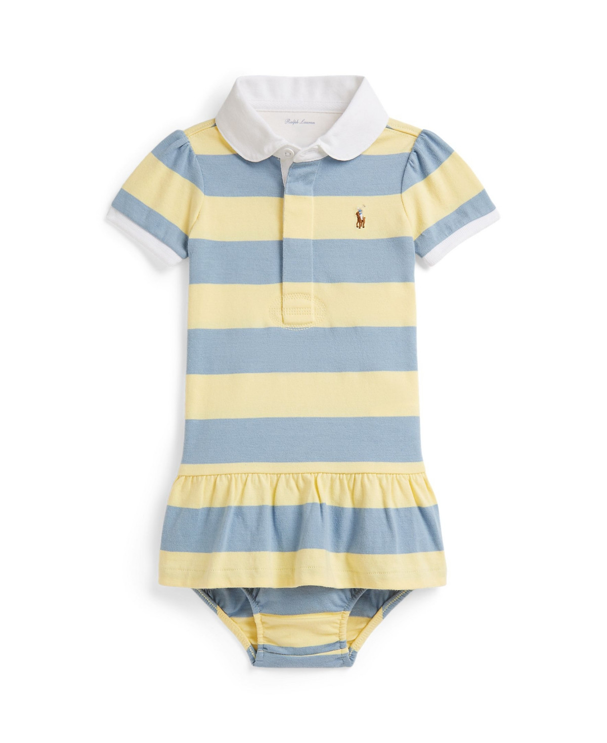 Polo Ralph Lauren Baby Girls' Striped Rugby Dress and Bloomer - T-Bird Yellow Multi | Macy's