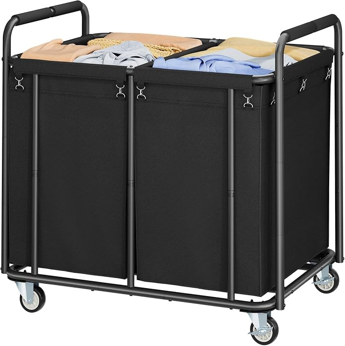 450L Large Rolling Laundry Hamper with Wheels, 2-Section Commercial Laundry Sorter with Handle, L... | Amazon (US)