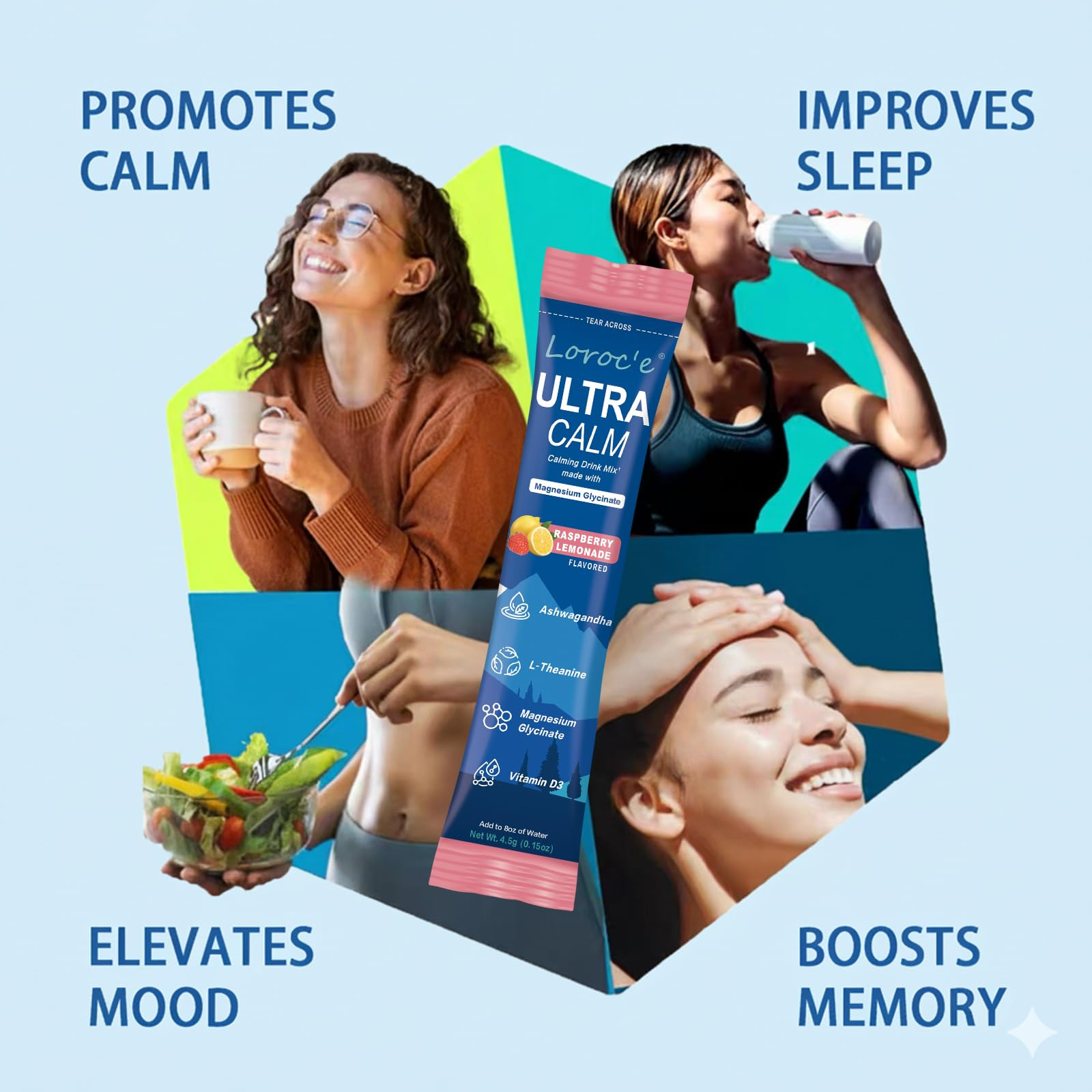 Loroc'e UltraCalm Super Cortisol Reducer Drink, Magnesium Glycinate (30 Servings), L-theanine, As... | Amazon (US)