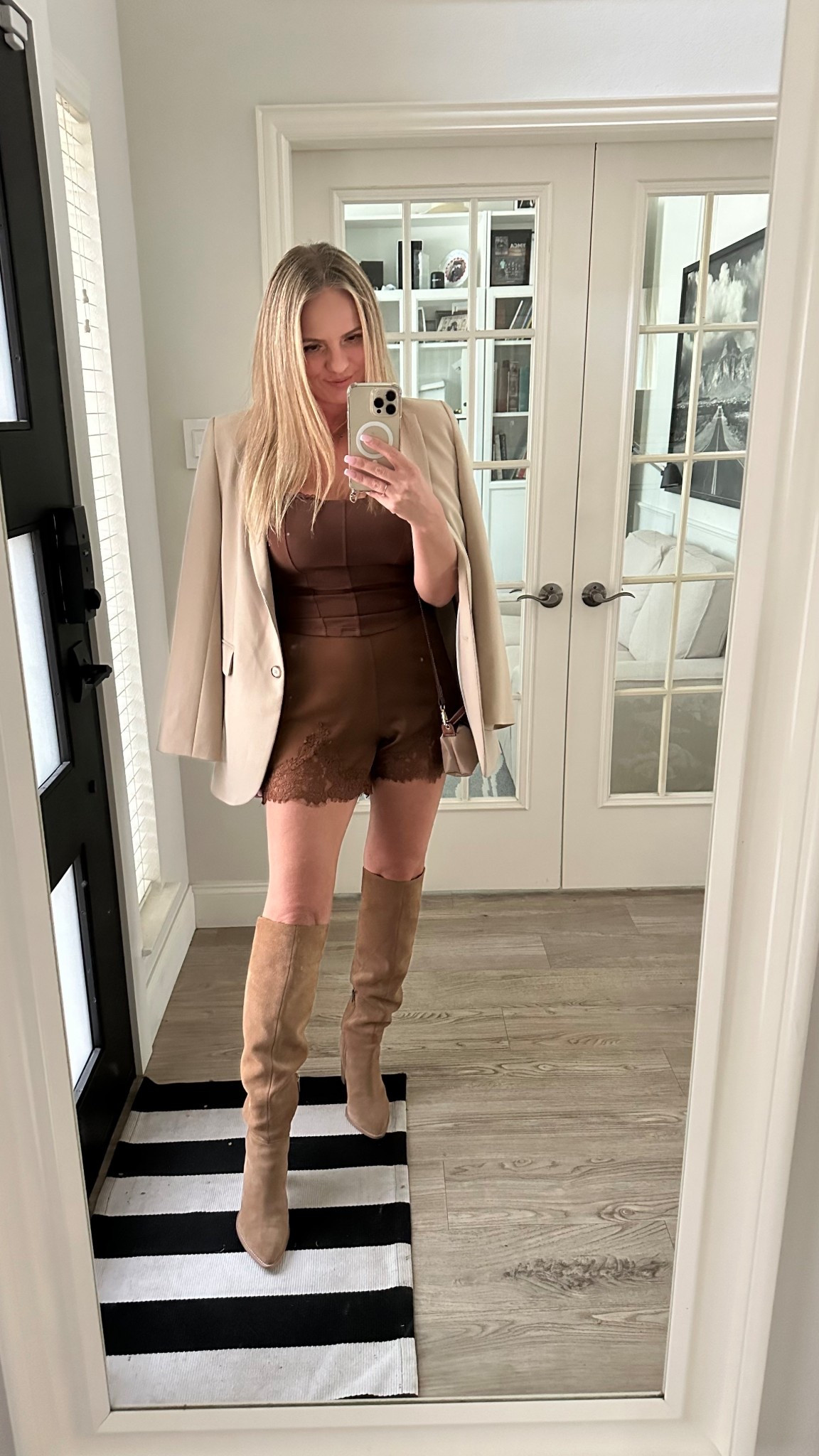 Brown lace shorts size M
Brown top tank size M
Brown suede boots size 7.5

#LTKSeasonal #LTKStyleTip