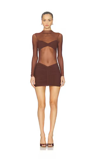 superdown Carolina Mini Dress in Chocolate. - size L | Revolve Clothing (Global)