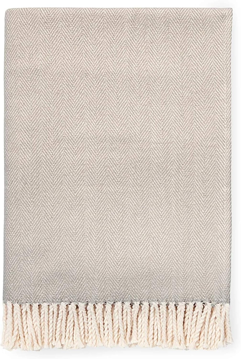 Sferra Celine Herringbone, 100% Cotton Throw Blanket - Mushroom | Amazon (US)