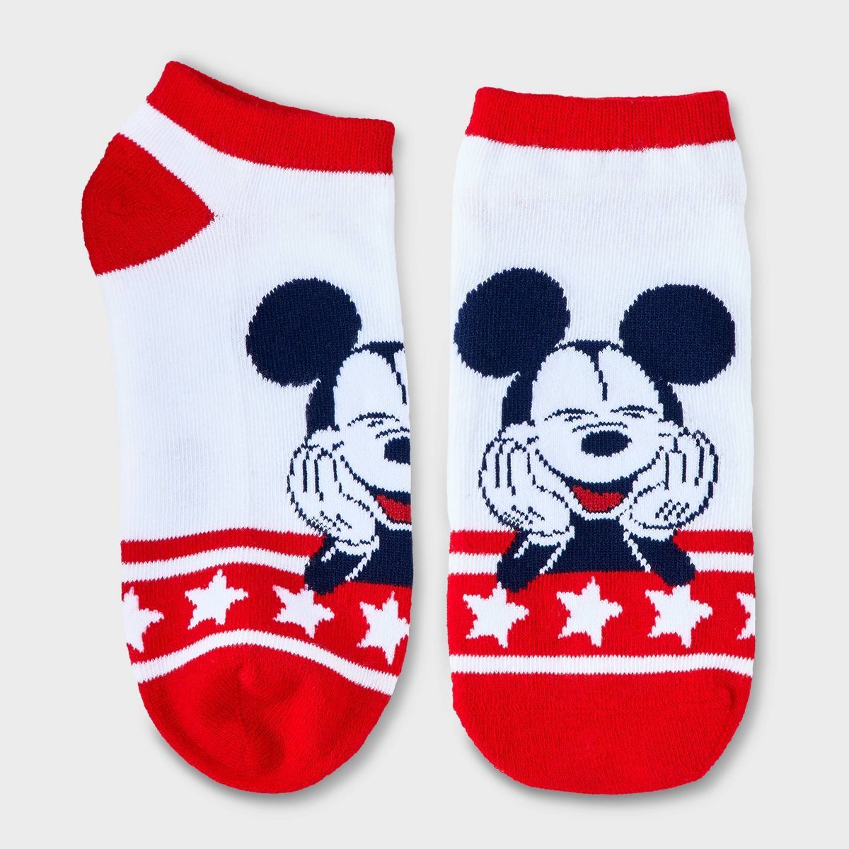 Women's Mickey Mouse Americana Low Cut Socks - White 4-10 | Target
